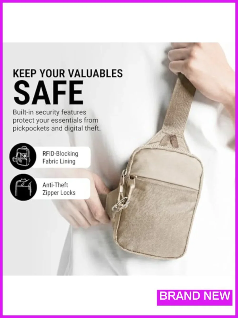 Anti-Theft RFID Blocking Crossbody Sling Bag for Travel